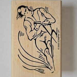 Stampin' Up! 2002 - Skier Design - Wood Mounted Rubber Craft Stamp - Great Cond.